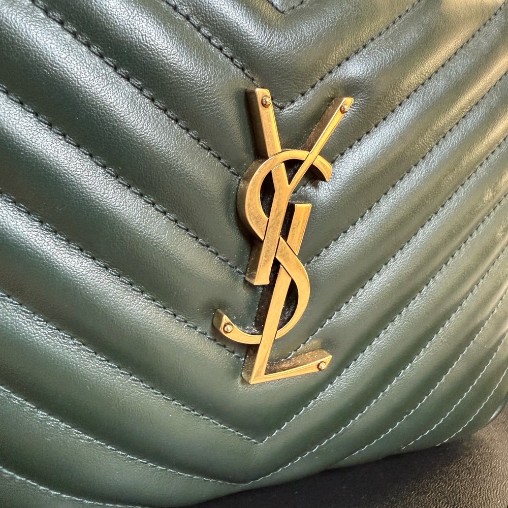 Saint Laurent Dark Green Quilted Crossbody Bag - Picture 2 of 8